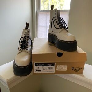 Dr. Martens Pascal Max Platform Optical Off White Leather Combat Boots